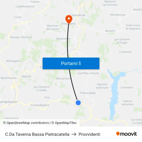 C.Da Taverna Bassa Pietracatella to Provvidenti map