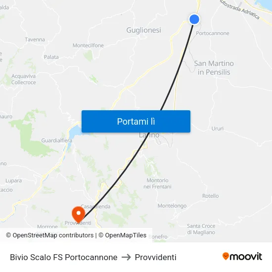 Bivio Scalo FS Portocannone to Provvidenti map