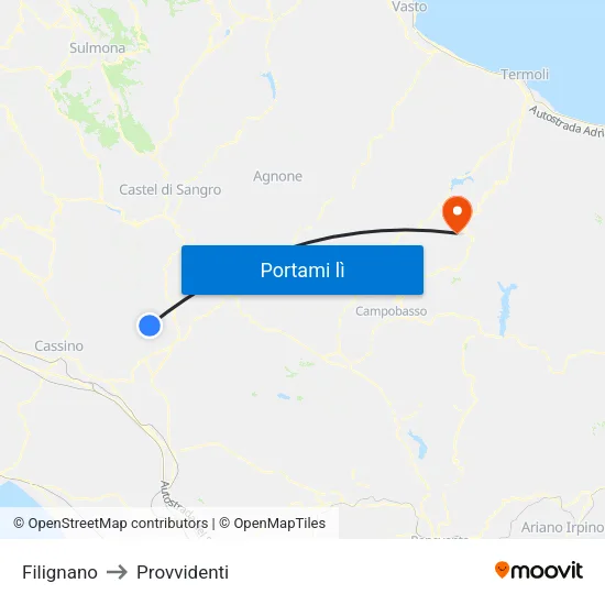 Filignano to Provvidenti map