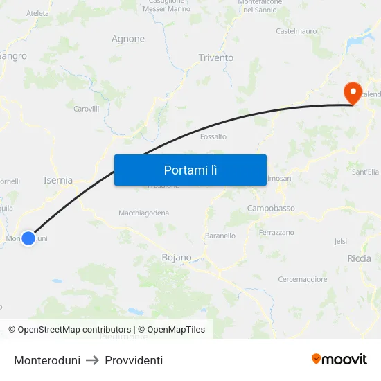 Monteroduni to Provvidenti map