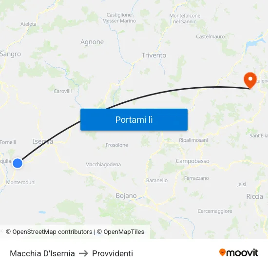 Macchia D'Isernia to Provvidenti map