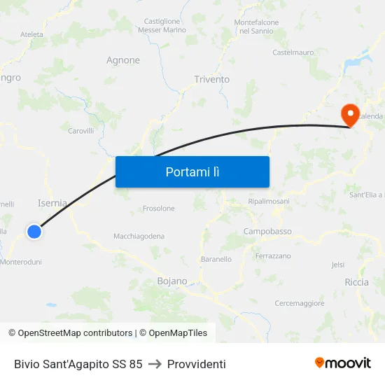 Bivio Sant'Agapito SS 85 to Provvidenti map