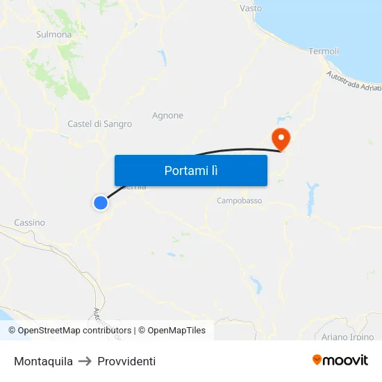 Montaquila to Provvidenti map