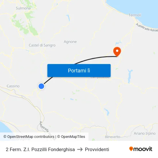 2 Ferm. Z.I. Pozzilli Fonderghisa to Provvidenti map