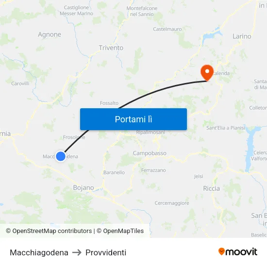 Macchiagodena to Provvidenti map