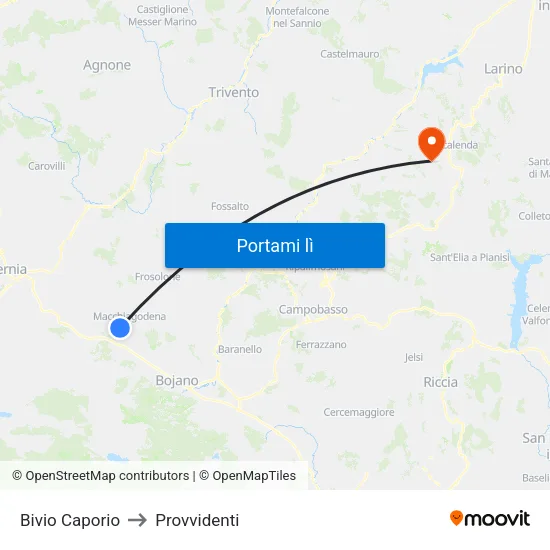 Bivio Caporio to Provvidenti map