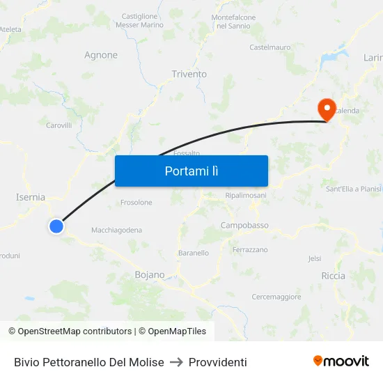 Bivio Pettoranello Del Molise to Provvidenti map
