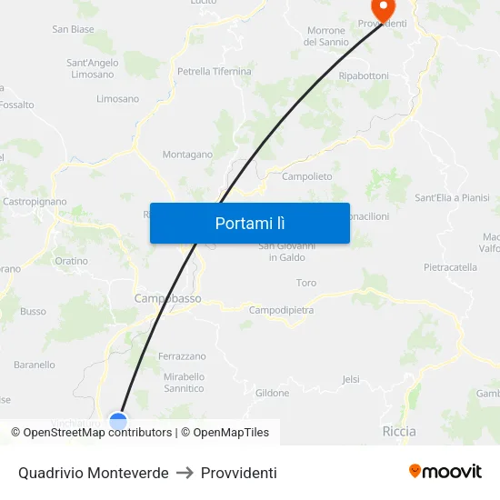 Quadrivio Monteverde to Provvidenti map
