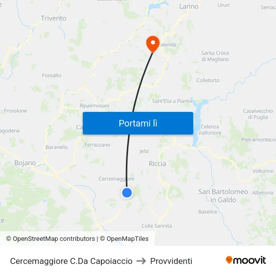 Cercemaggiore C.Da Capoiaccio to Provvidenti map