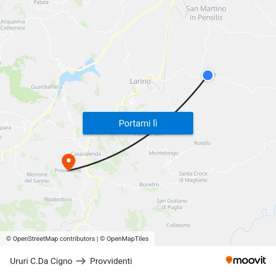 Ururi C.Da Cigno to Provvidenti map