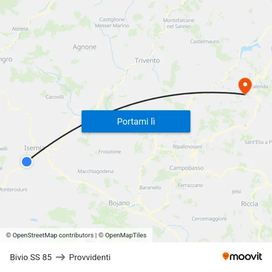 Bivio SS 85 to Provvidenti map