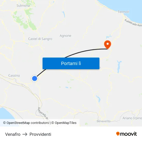 Venafro to Provvidenti map