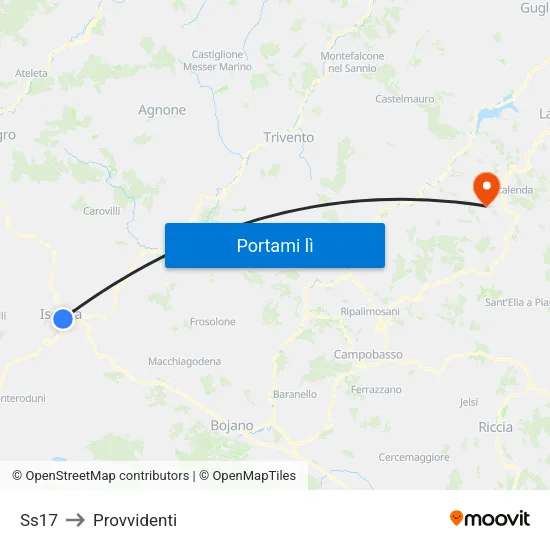 Ss17 to Provvidenti map