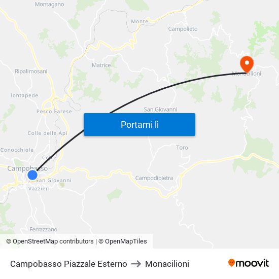 Campobasso Piazzale Esterno to Monacilioni map