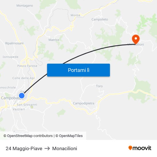 24 Maggio-Piave to Monacilioni map