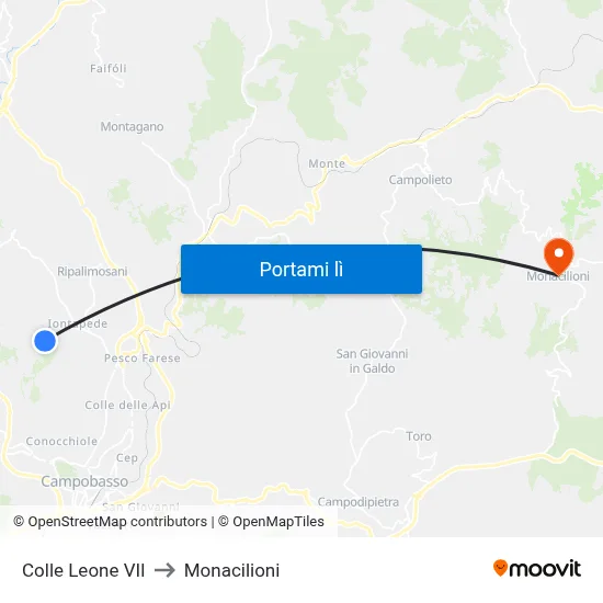 Colle Leone VII to Monacilioni map