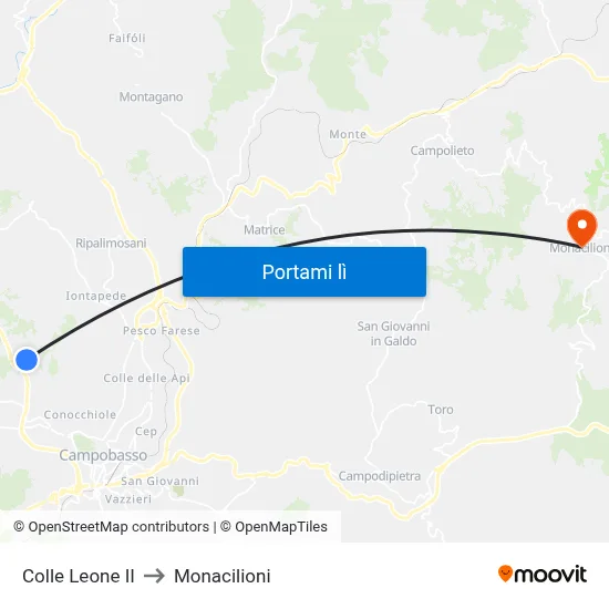 Colle Leone II to Monacilioni map