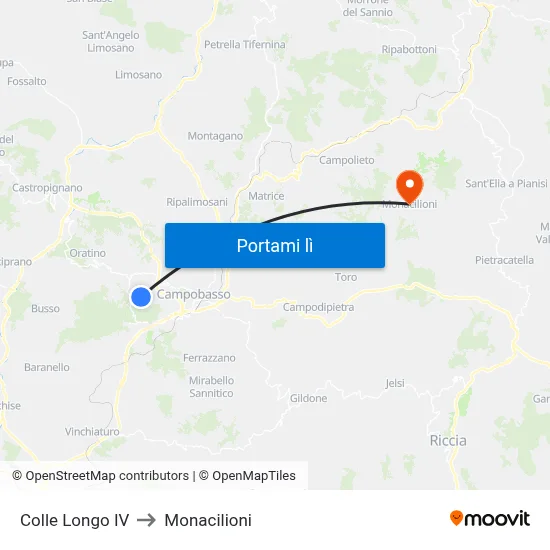 Colle Longo IV to Monacilioni map