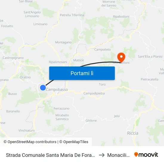 Strada Comunale Santa Maria De Foras, 14 to Monacilioni map