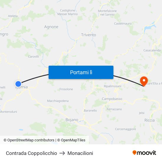 Contrada Coppolicchio to Monacilioni map