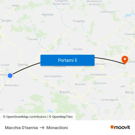 Macchia D'Isernia to Monacilioni map
