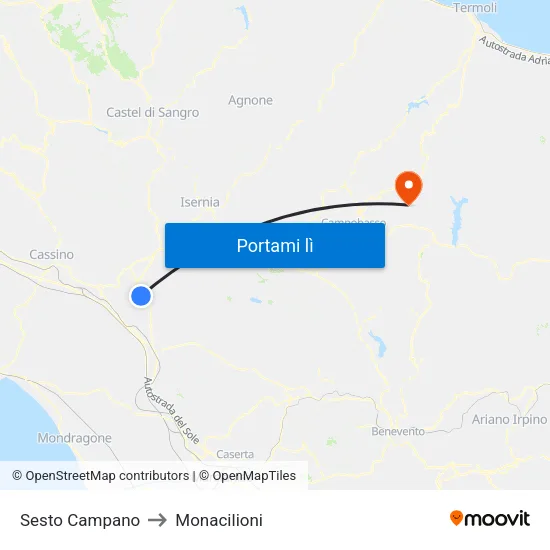 Sesto Campano to Monacilioni map