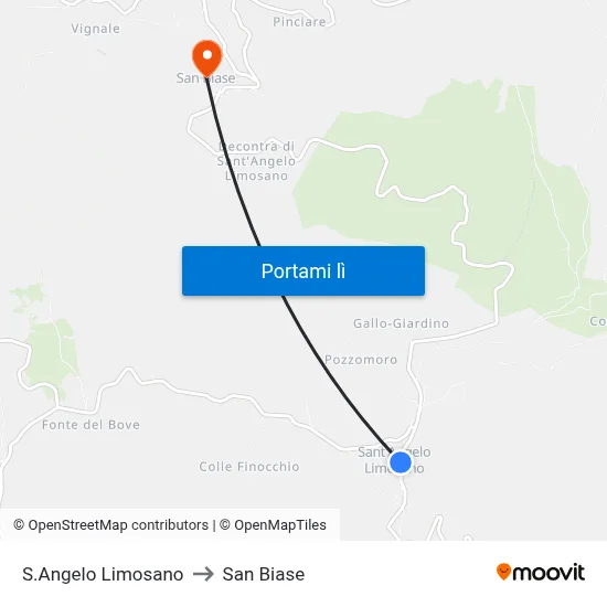 S.Angelo Limosano to San Biase map