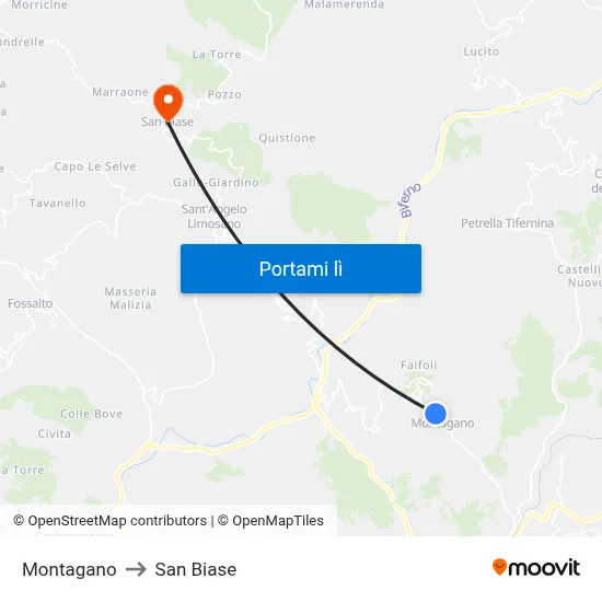 Montagano to San Biase map