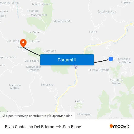 Bivio Castellino Del Biferno to San Biase map