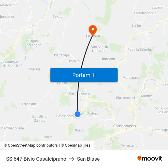 SS 647 Bivio Casalciprano to San Biase map