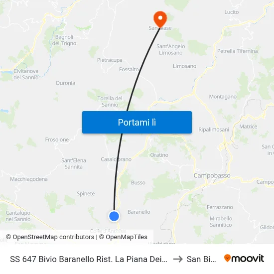 SS 647 Bivio Baranello Rist. La Piana Dei Mulini to San Biase map