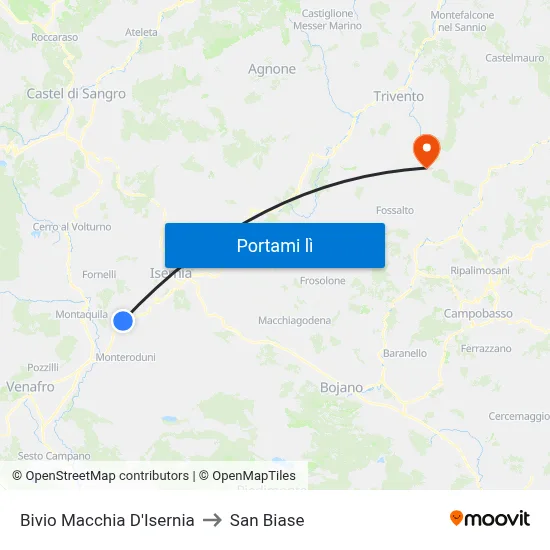 Bivio Macchia D'Isernia to San Biase map