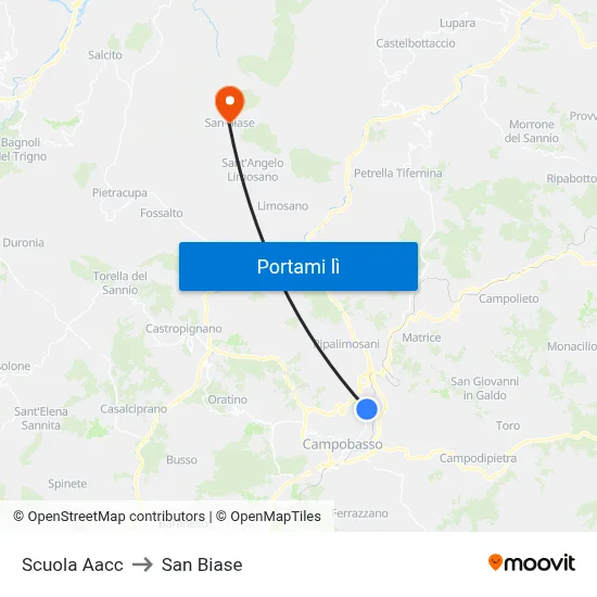 Scuola Aacc to San Biase map