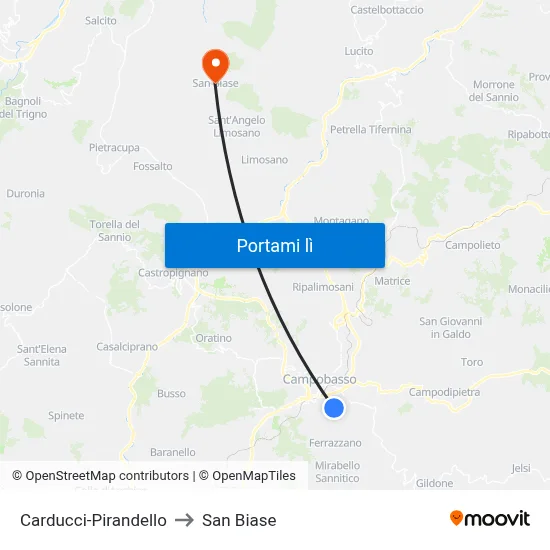 Carducci-Pirandello to San Biase map
