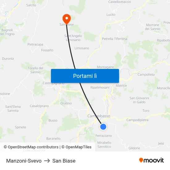 Manzoni-Svevo to San Biase map