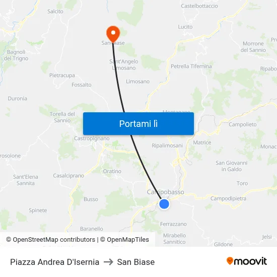 Piazza Andrea D'Isernia to San Biase map