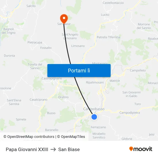 Papa Giovanni XXIII to San Biase map