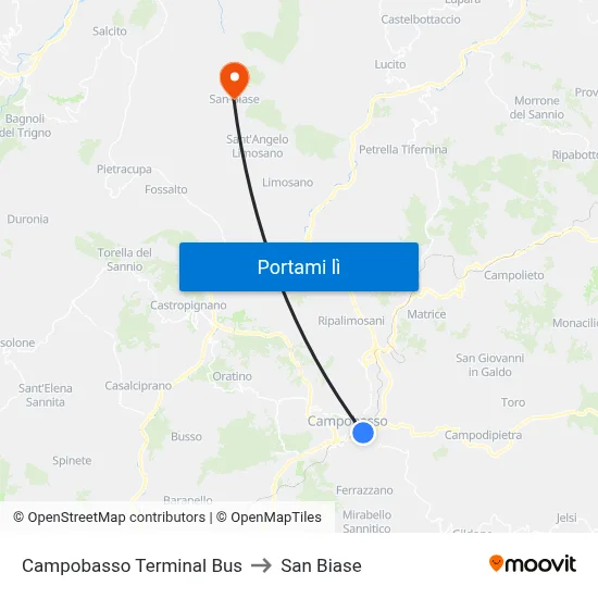 Campobasso Terminal Bus to San Biase map