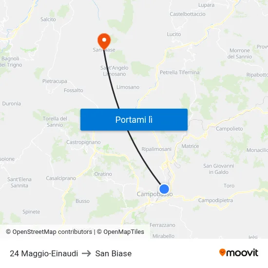 24 Maggio-Einaudi to San Biase map