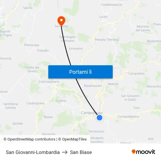 San Giovanni-Lombardia to San Biase map