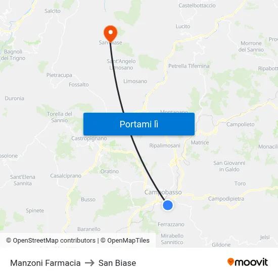 Manzoni Farmacia to San Biase map