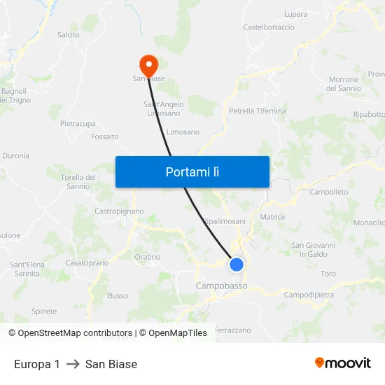 Europa 1 to San Biase map