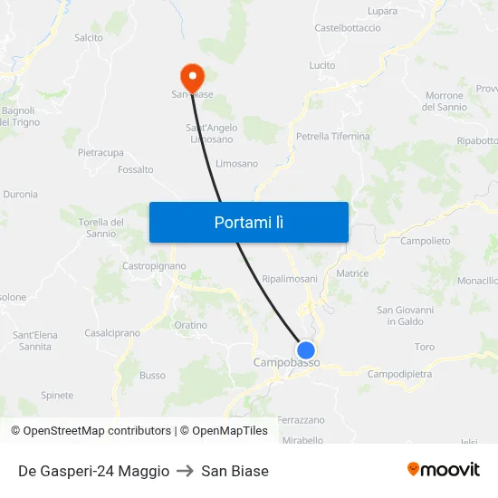 De Gasperi-24 Maggio to San Biase map
