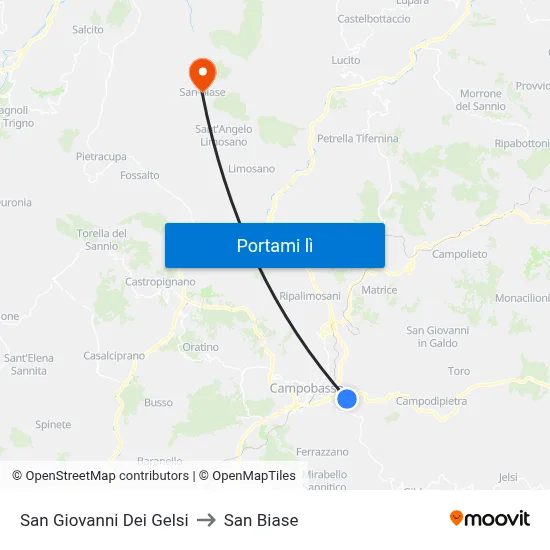 San Giovanni Dei Gelsi to San Biase map