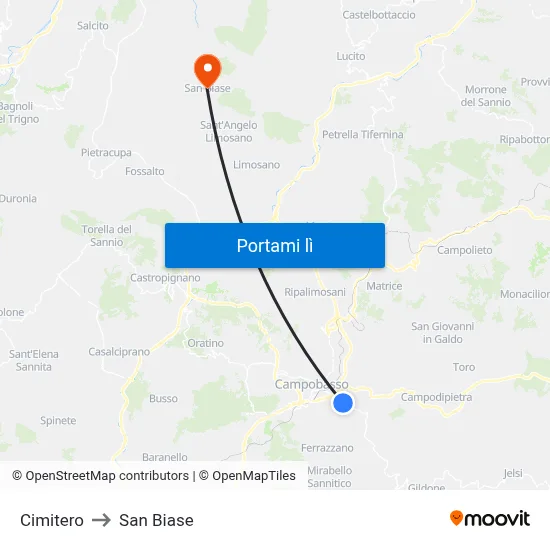 Cimitero to San Biase map