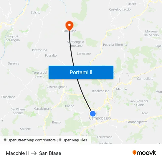 Macchie II to San Biase map