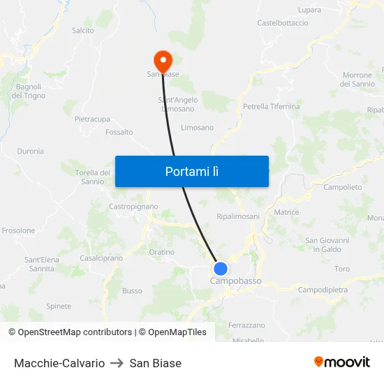 Macchie-Calvario to San Biase map