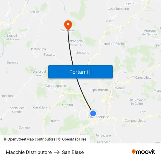 Macchie Distributore to San Biase map