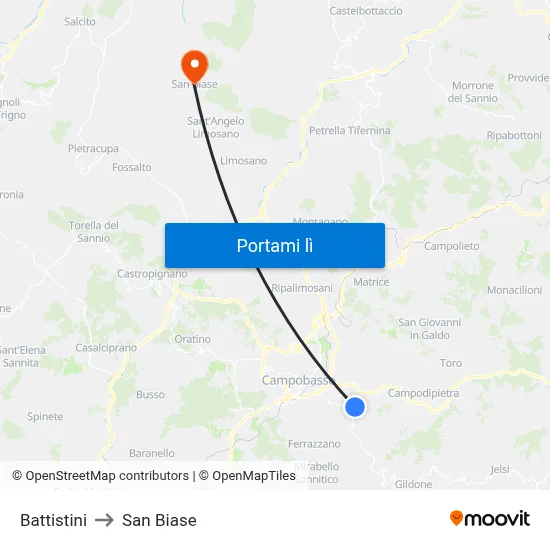 Battistini to San Biase map
