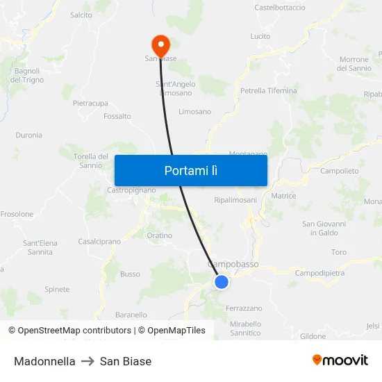 Madonnella to San Biase map